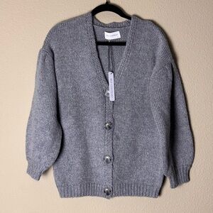 NWT SELF CONTRAST ANTHROPOLOGIE GRAY XS CARDIGAN